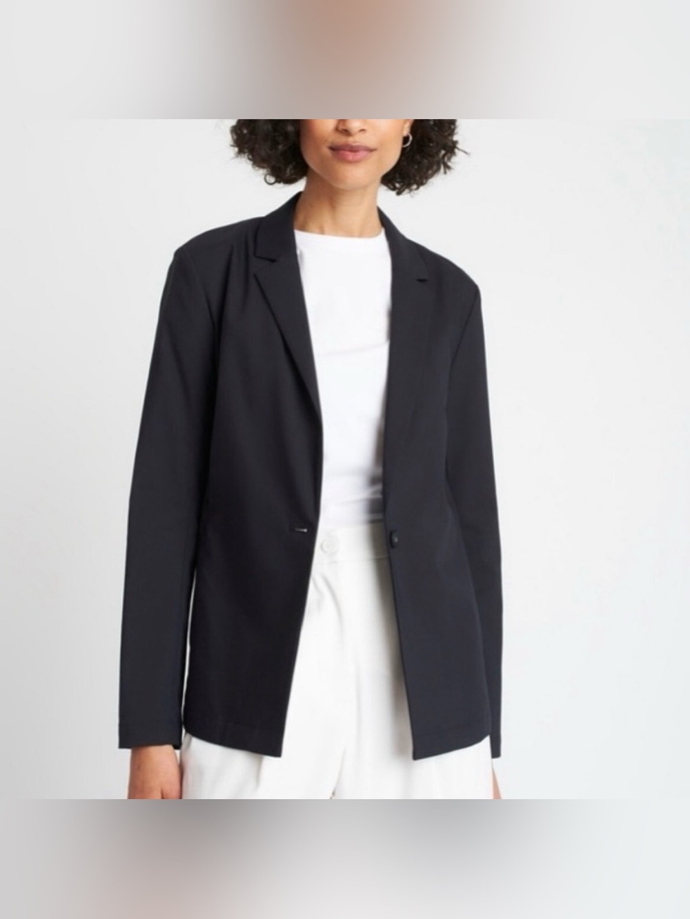 Kit + Ace Black Cotton Blend Single Button Ride Blazer